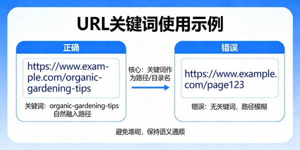 URL中关键词使用示例，展示如何在URL中自然融入关键词